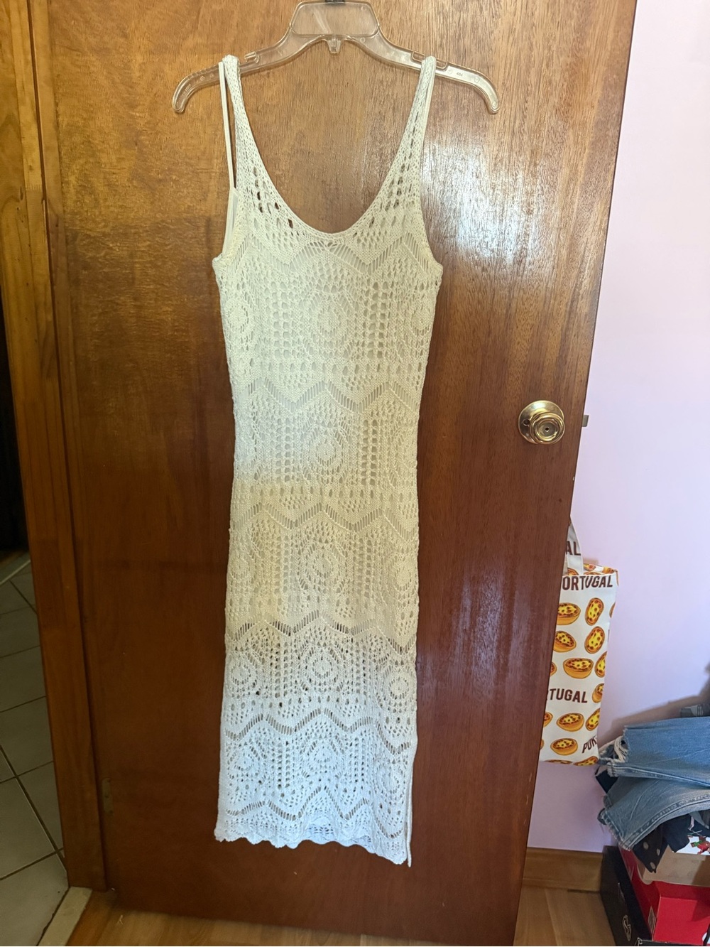 H&M Sleeveless Crochet Midi Dress - Cream